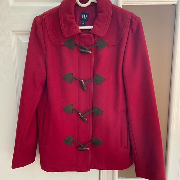 Gap Women’s Red Vintage Wool Jacket with Toggle Buttons Size Medium - Picture 1 of 7